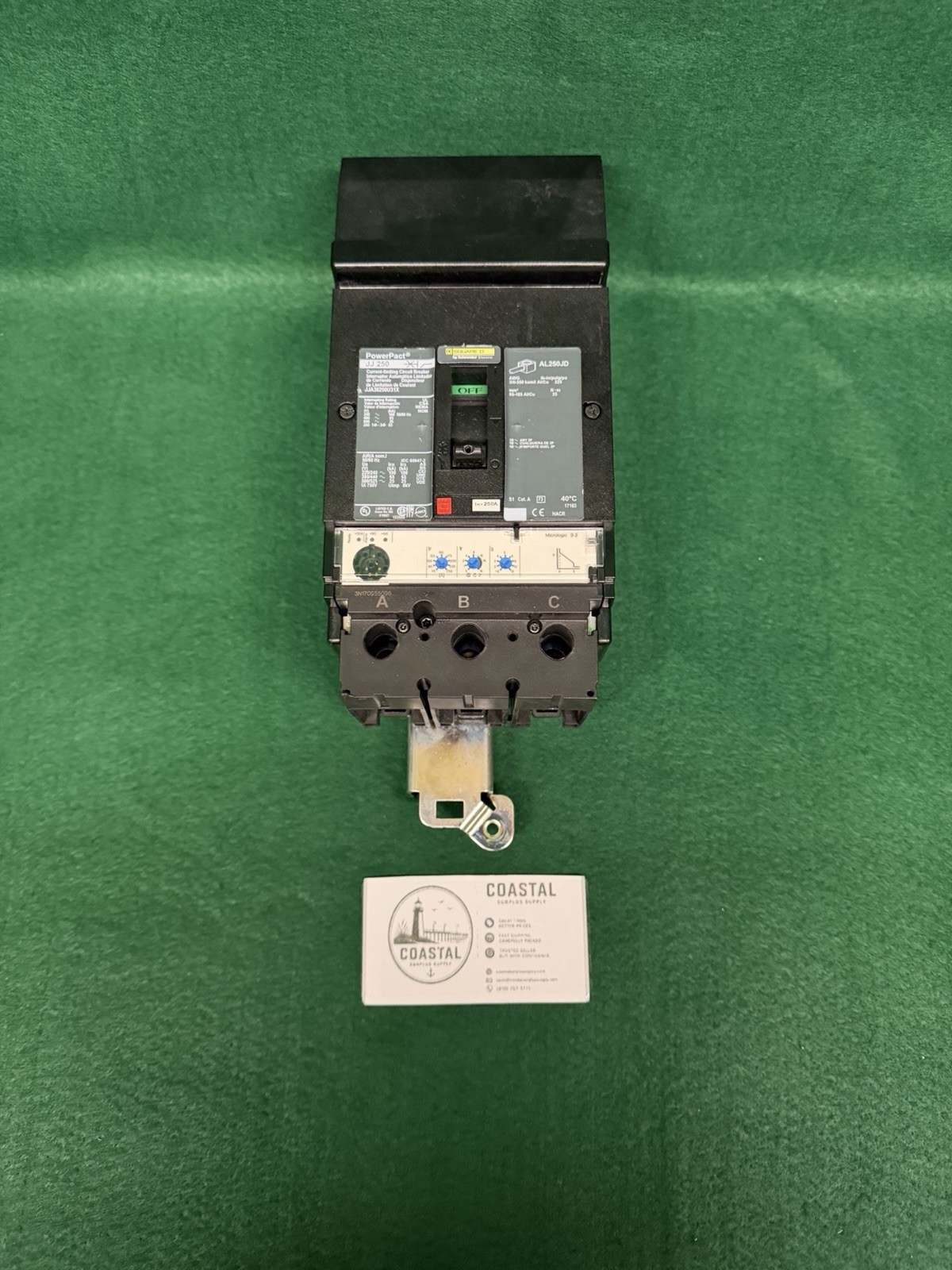 Surplus Pre-owned Square D JJA36250U31X -3P 600V 250A 65K I-Line Circuit Breaker