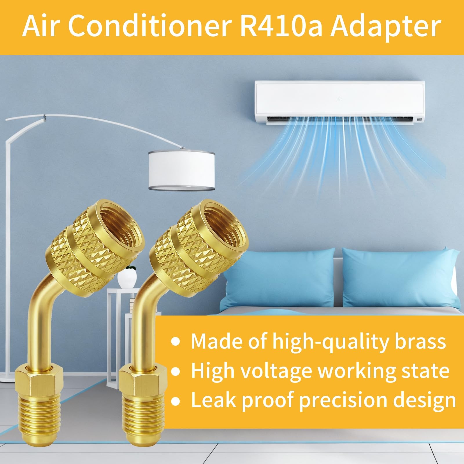 R410a Adapter Mini Split System 5/16 1/4 HVAC Quick Coupler Brass Fittings 2PK
