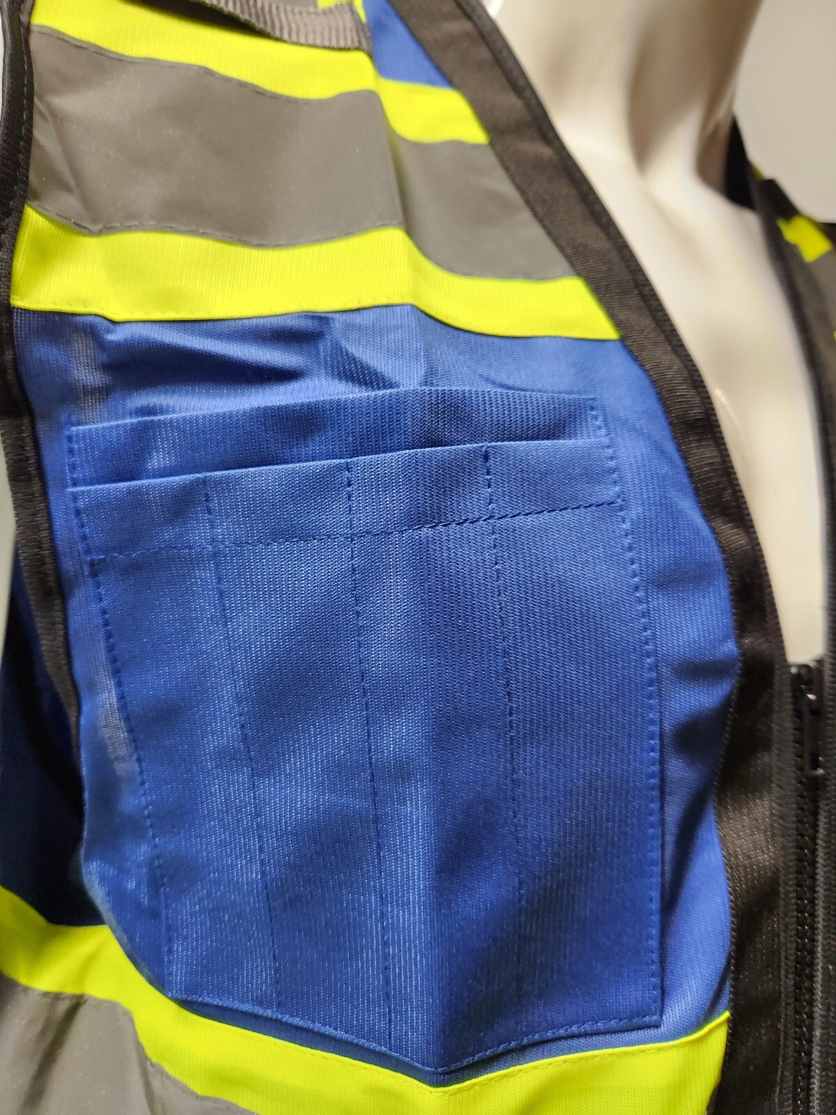 Class 1 High Visibility Reflective Red OR Blue/ Black Safety Vest w/ ID POCKET