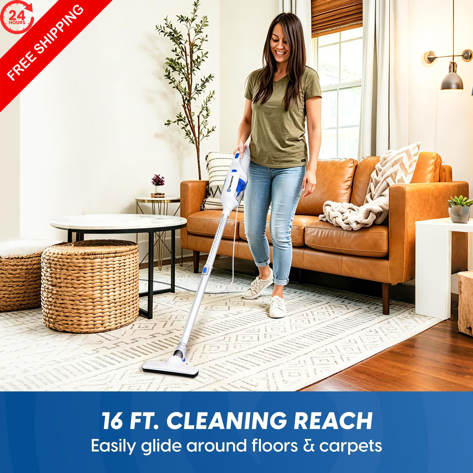 Vacmaster Corded Stick Vacuum Cleaner 2 in 1 3.7 pounds, White