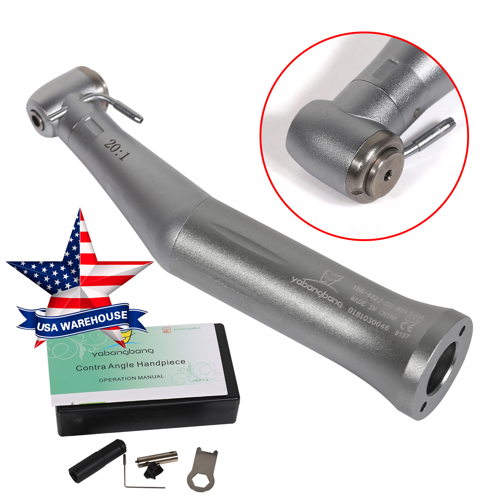 YBB Dental Implant Reduction 20:1 Low Speed Contra Angle Handpiece NSK Style
