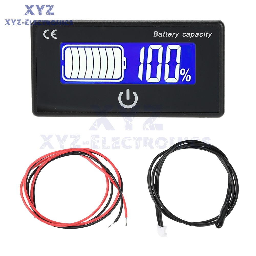 Battery Indicator Percentage DC 8-100V Battery Voltage Temperature Tester Meter