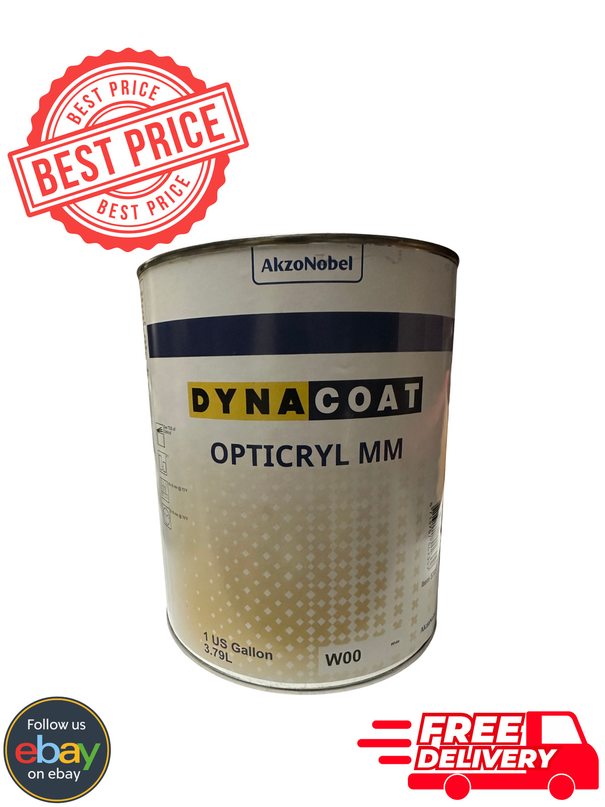 AkzoNobel DynaCoat OPTICRYL MM Industrial Paint White W00 1 US Gallon 3.79L