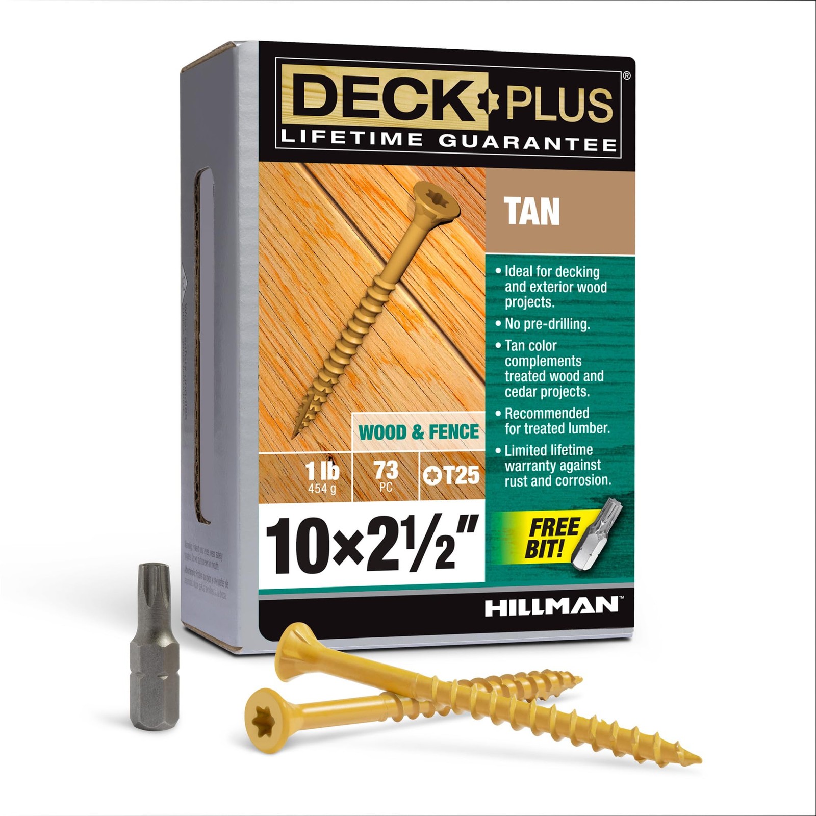 Deck Plus 2-1/2 Inch Epoxy Coated Exterior Wood and Fence Screws #10 x 2-1/2″…