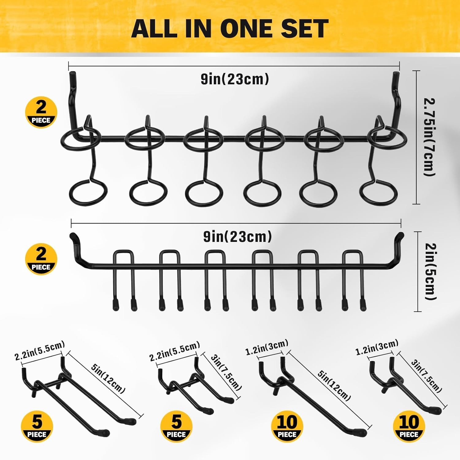 286-Piece Extra Thick Pegboard Hooks Set, 1/4″ Heavy Duty Black Peg Board Org…