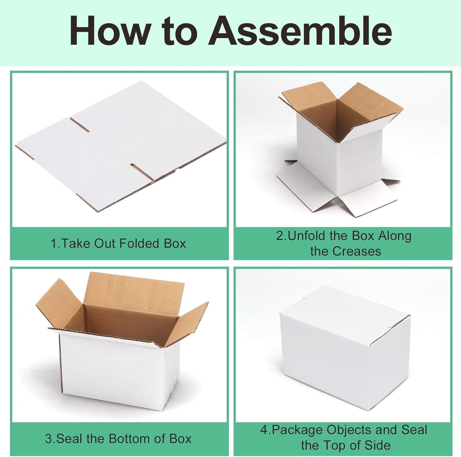 6x4x4 Sturdy Shipping Boxes – 50 Pack White Corrugated Boxes for Small Business