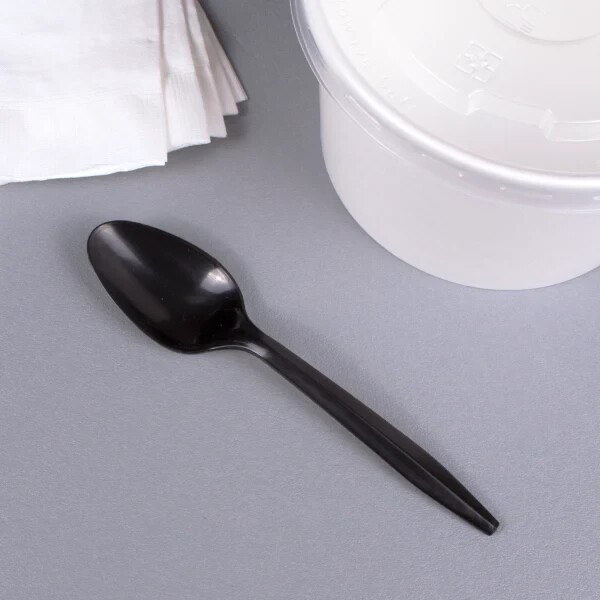 Karat PP Plastic Medium Weight Tea Spoons Bulk Box – Black – 1,000 ct, U2003B