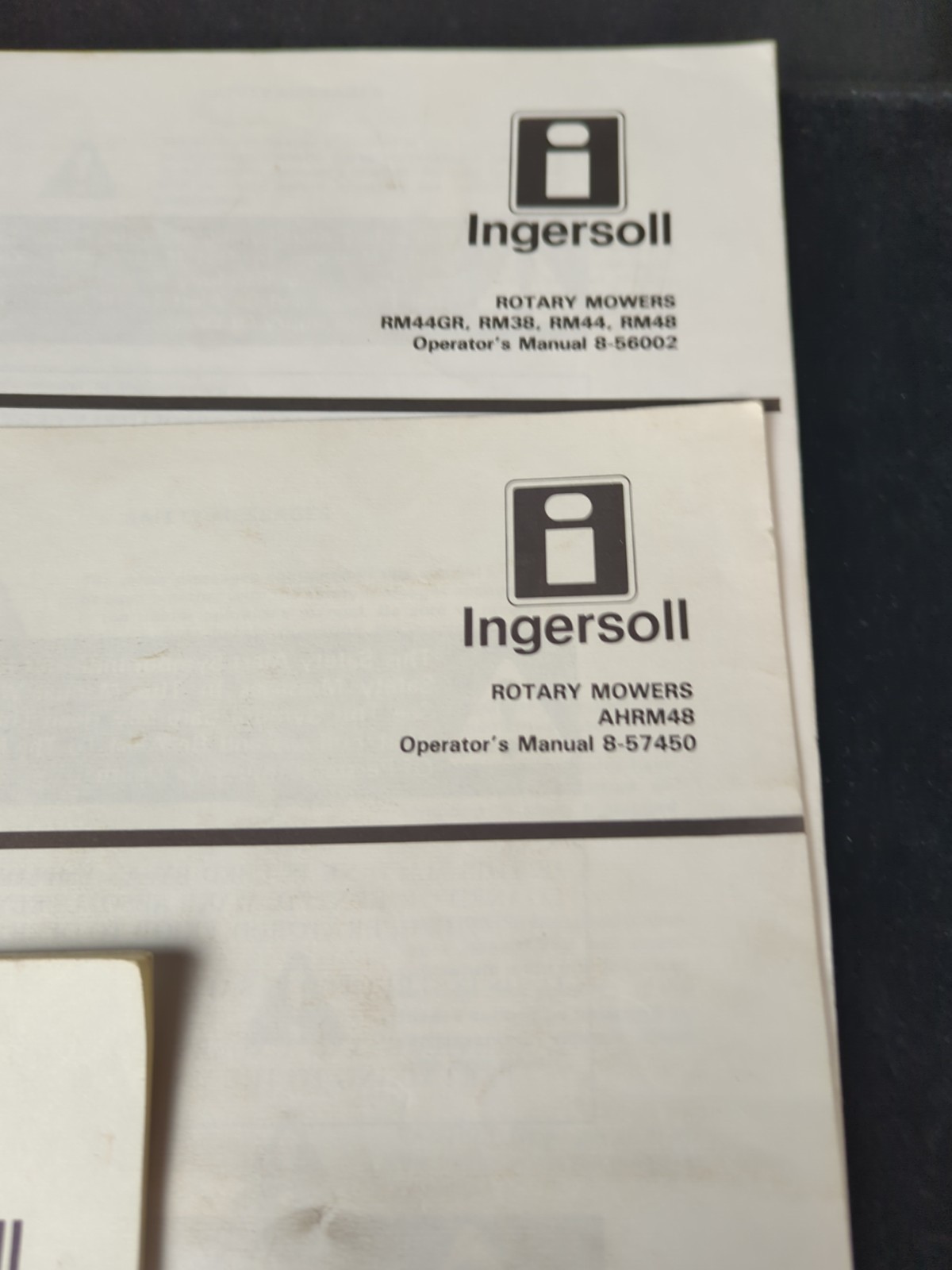 Vintage Ingersoll Rotary Mowers Operator’s Manuals RM38 44 48