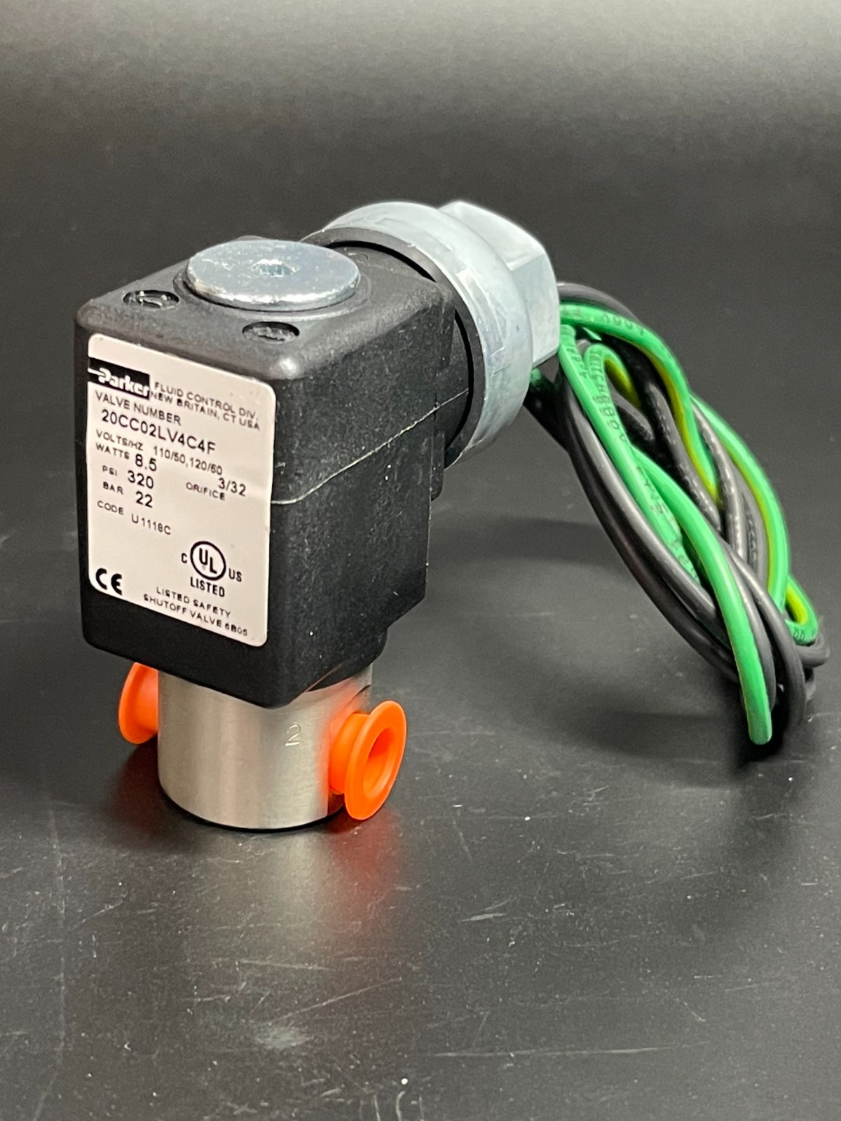 Parker 20CC02LV4C4F Solenoid Valve 1/8″ NPT 2‑Way NC 0–320 PSI 120V Coil