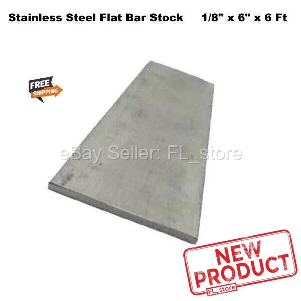 Stainless Steel Bar Stock Flat 1/8″ x 6″ x 6 Feet 304 Mill Finish 72″ Long NEW