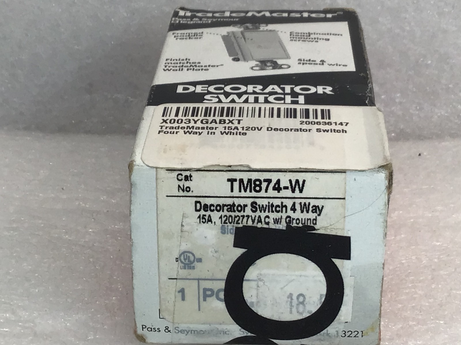 Pass & Seymour WHITE TM874-W Decorator Rocker Wall Light Switch 4-WAY 15A