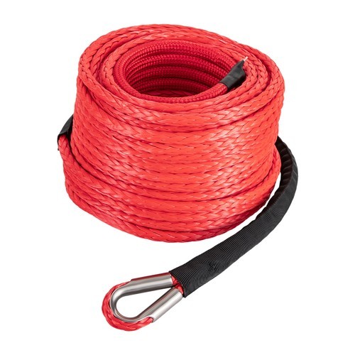 3/8″ x 100ft Synthetic Winch Rope with Hook – 23,809 lbs Breaking Strength