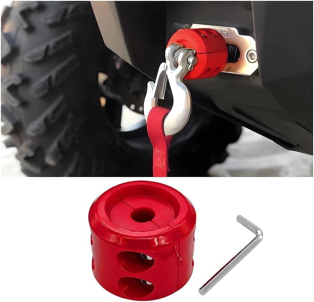 Red Winch Hook Stopper for ATV UTV Truck, Synthetic Rope Cable Save Color: Red