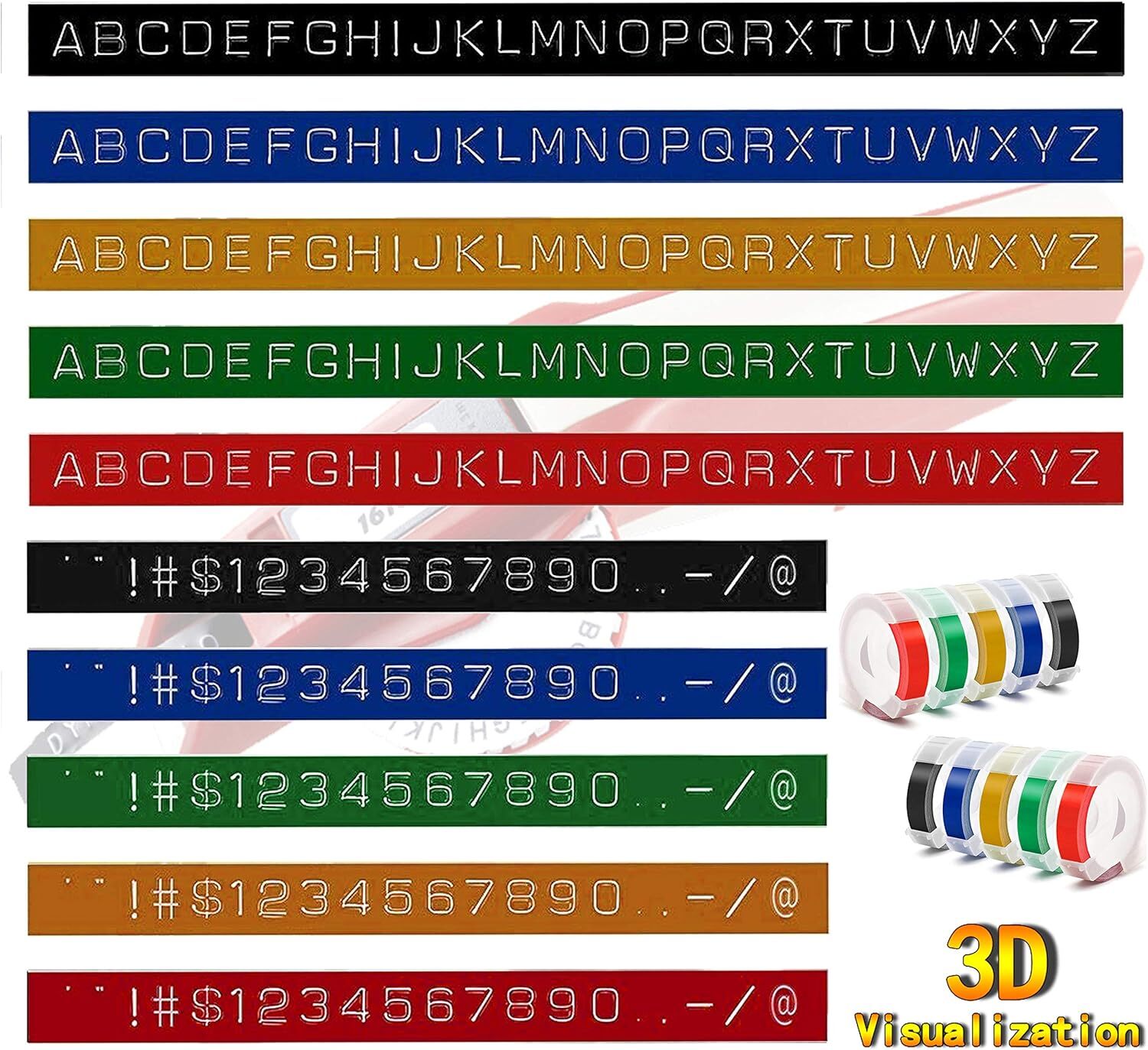 5PK Dymo 3D Embossing Label Tape 9mm for Dymo Organizer Xpress Label Maker 3/8″