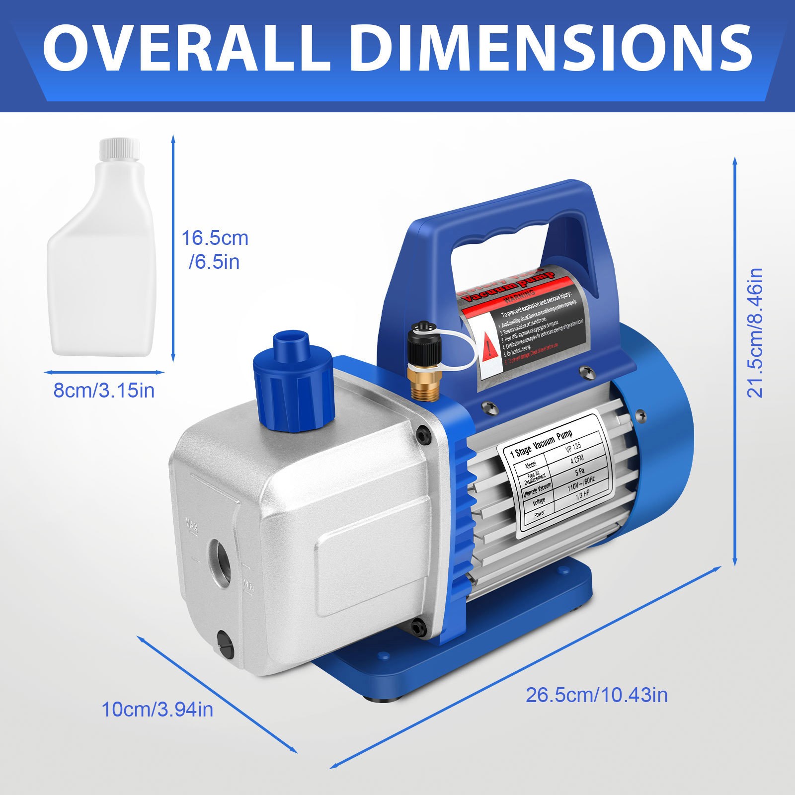 Refrigeration Vacuum Pump Refrigeration Air Conditioning Pump Air 4CFM 1/3HP