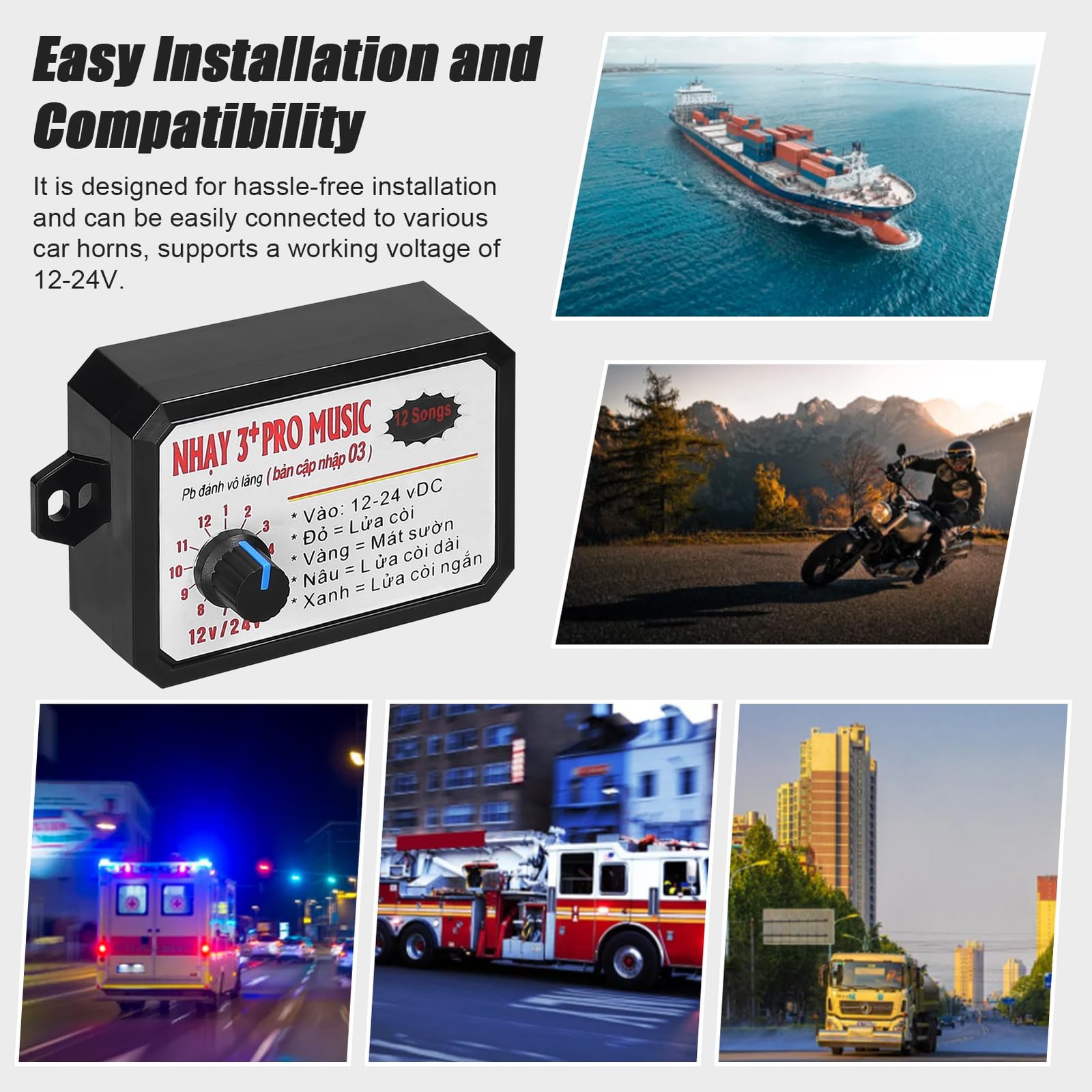 12Tone Car Horn Controller Electric Speaker Sound Control Unit 1224V