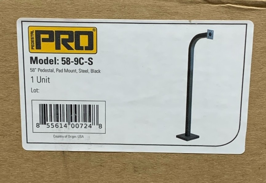 Pedestal Pro 58-9C-S 58″ Gooseneck Pedestal, Pad Mount, Steel, Black