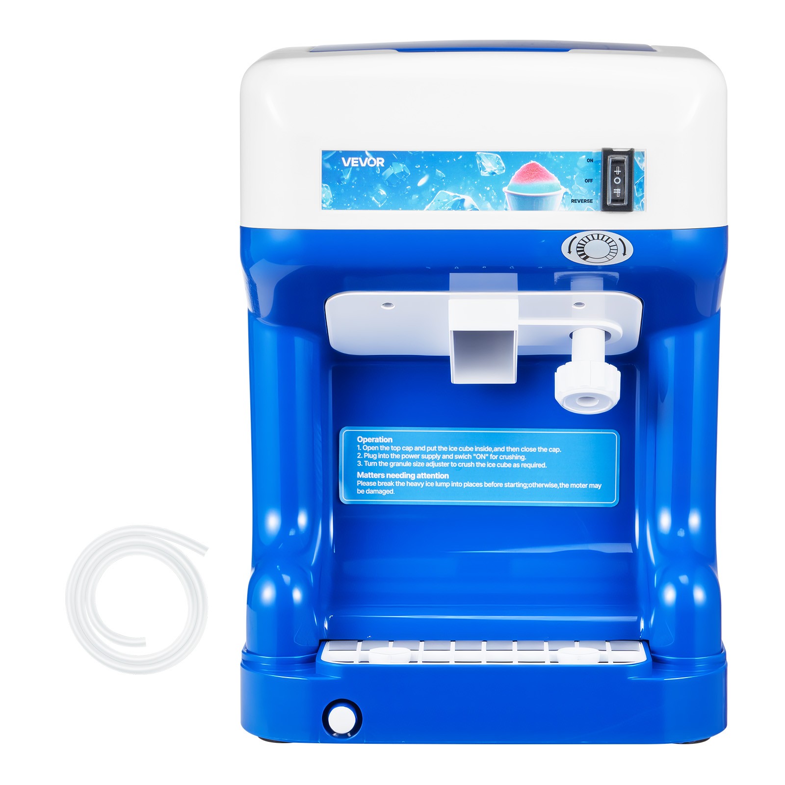 VEVOR Commercial Ice Shaver 286LBS/H Electric Snow Cone Maker Ice Crusher Blue