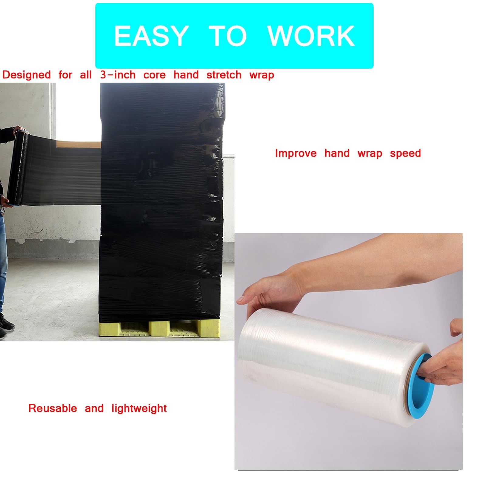 3 Pairs Plastic Stretch Film Hand Saver, Stretch Film Protective Handle Manua…