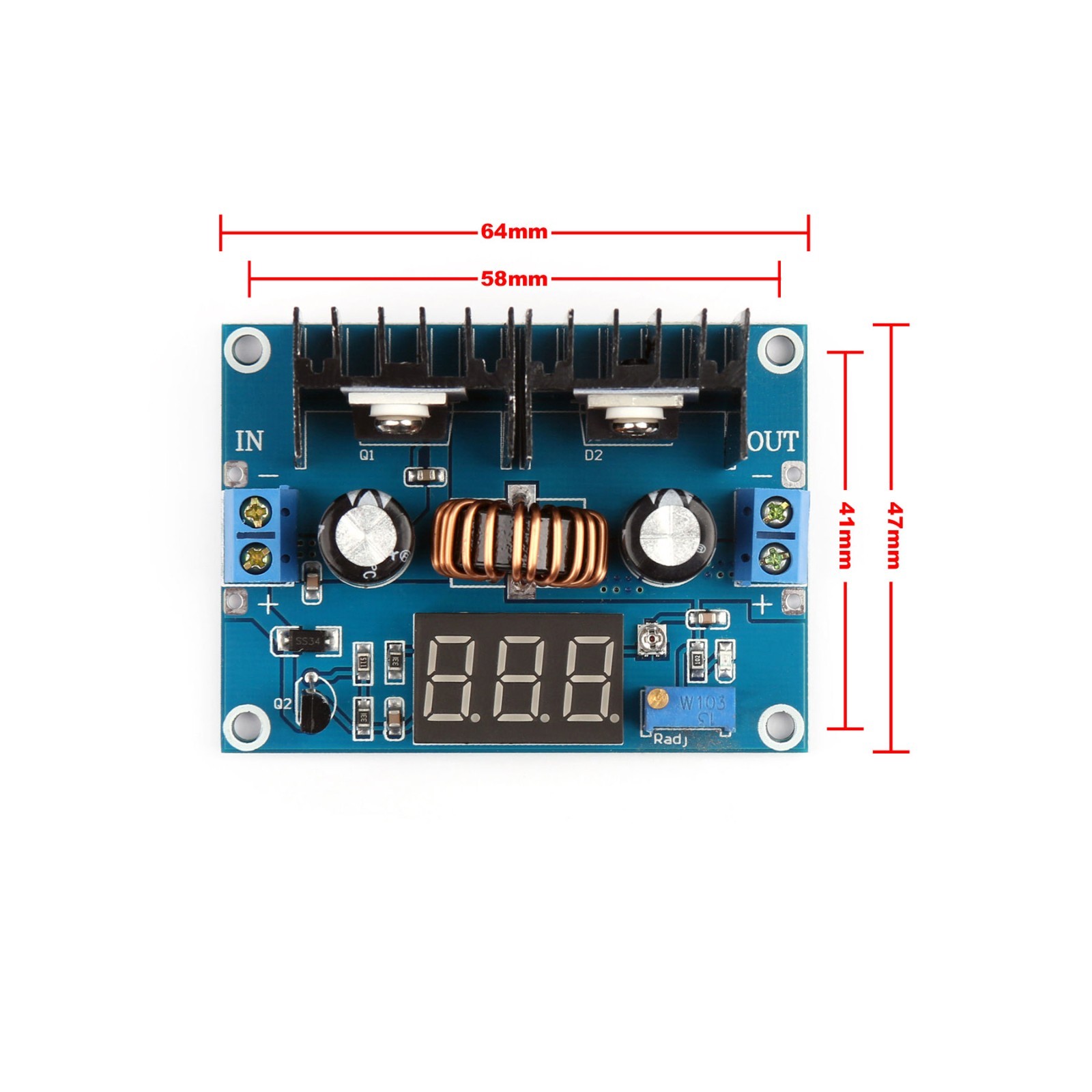 4V-38V to 1.3V-36V 8A Step Down Buck Power Supply Module w/ Voltmeter XL4016 US