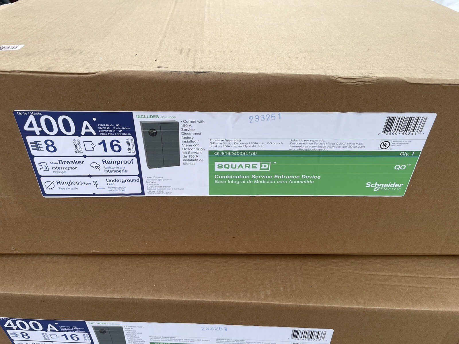 Square D 400A Meter Main Disconnect 400 AMP QU816D400SL150 (BRAND NEW) ed4u