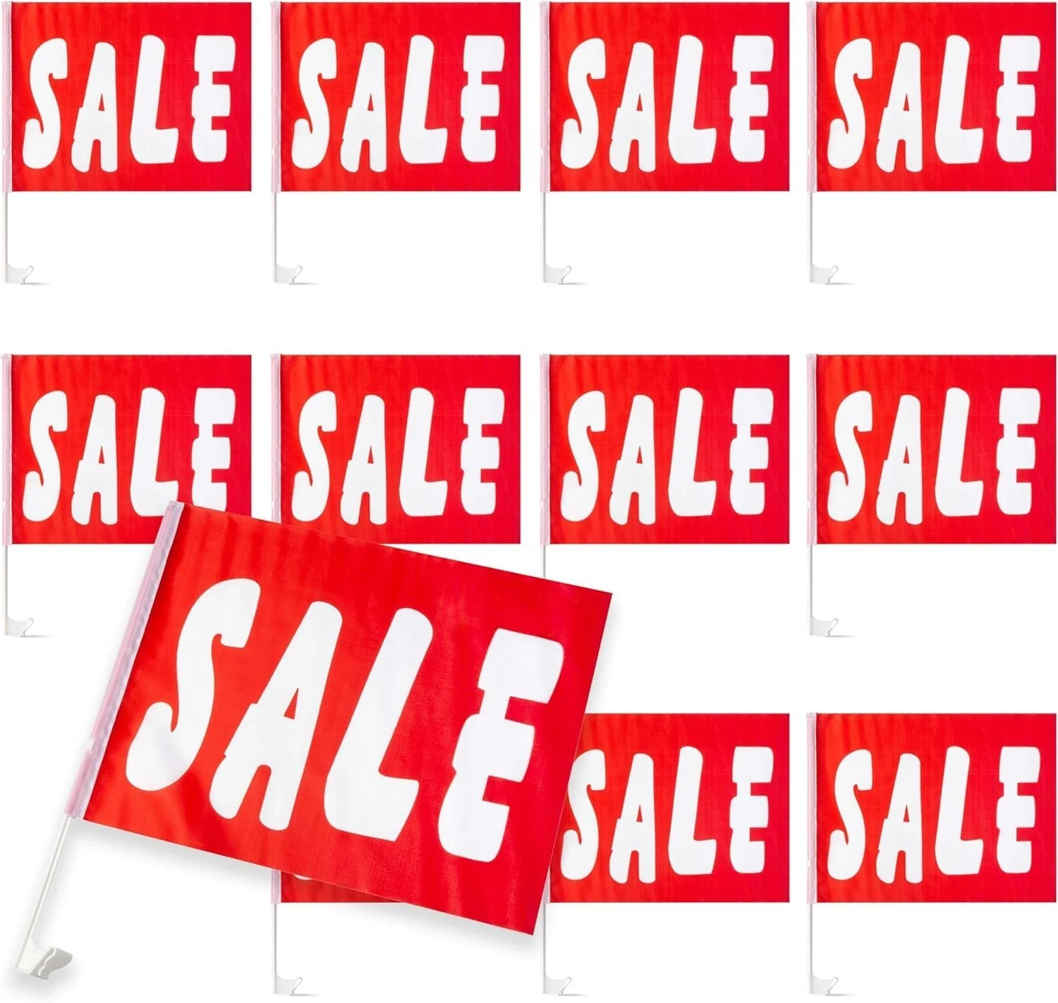 Car Window Sale Flags for Dealerships 12×16 Inch Red Sale Clip On Window Flag…