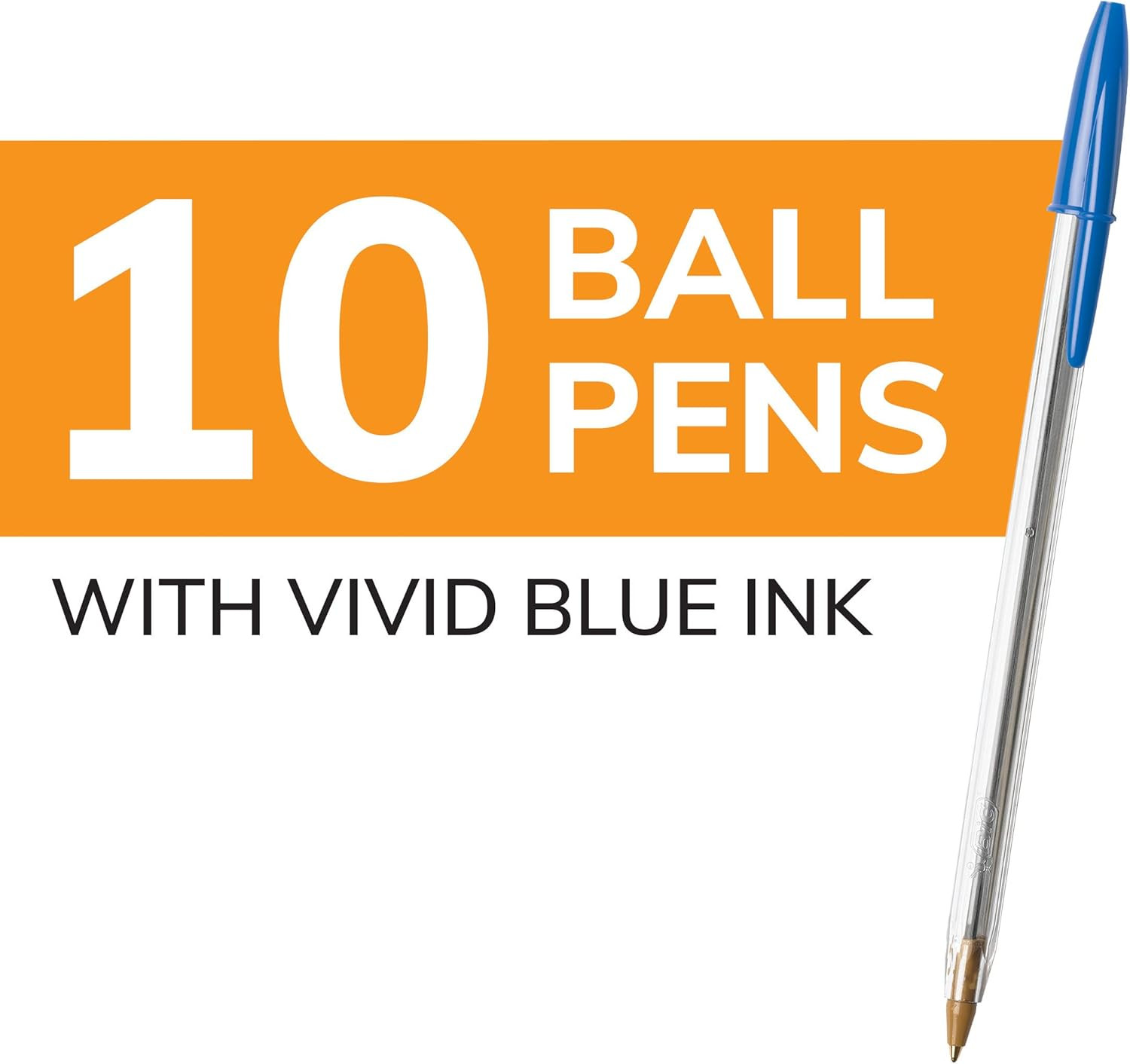 10 Pack Blue Ballpoint Pens Medium Point 1.0mm Smooth Ink Writing