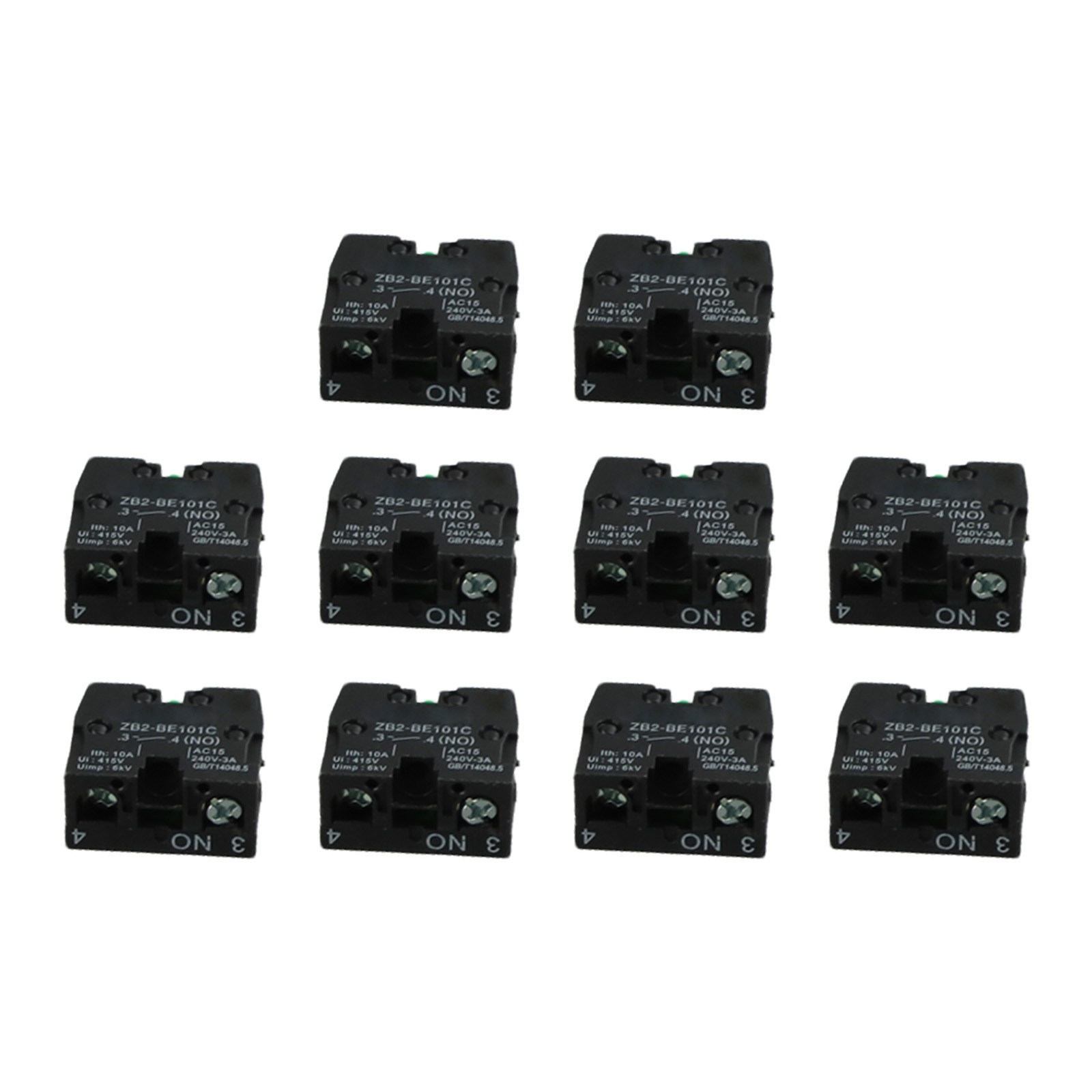 10PCS Push Button Switch Contact Block Snap in 10A 600V for Control Panels