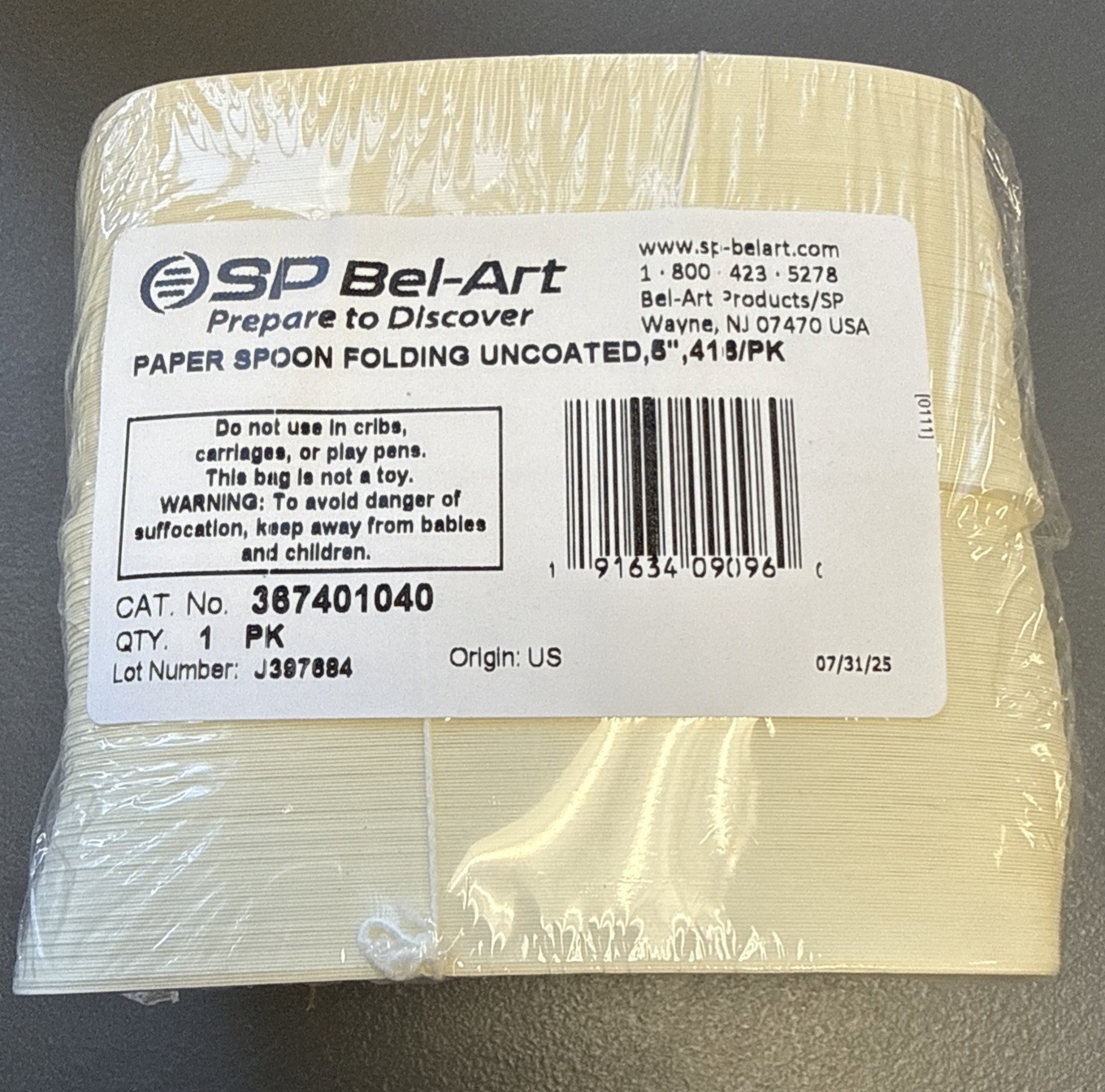 Bel-Art EcoTensil Compostable Paper Sampling Spoon, Uncoated, 416 Pack, 5″