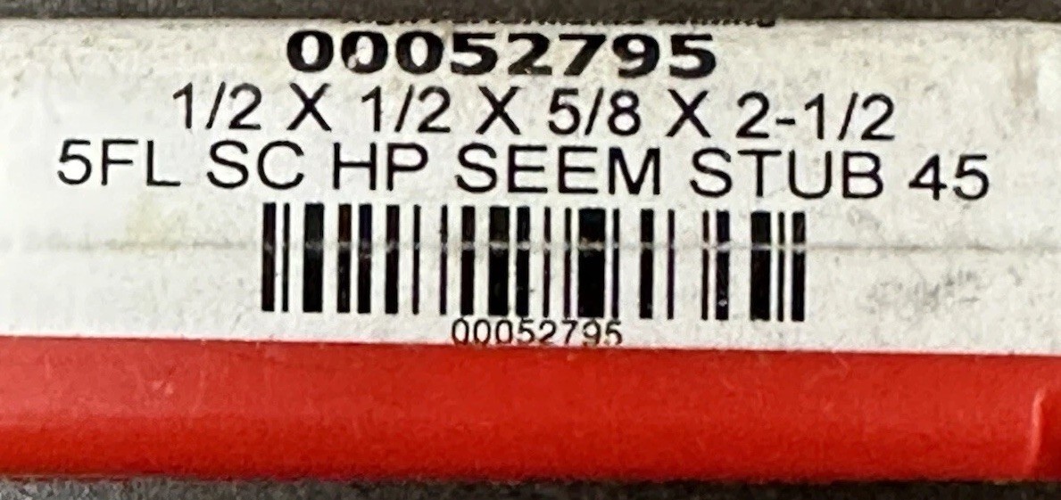 ACCUPRO 00052795 1/2×1/2×5/8×2-1/2 SOLID CARBIDE END MILL 5FL SC HP SS 45 TOOL