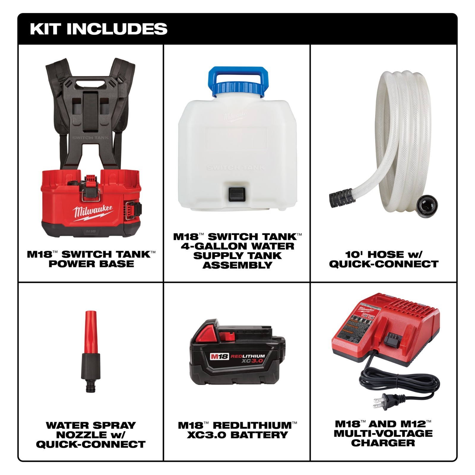 Milwaukee 2820-21WS M18 4-Gallon Backpack Water Supply Kit Battery& Charger