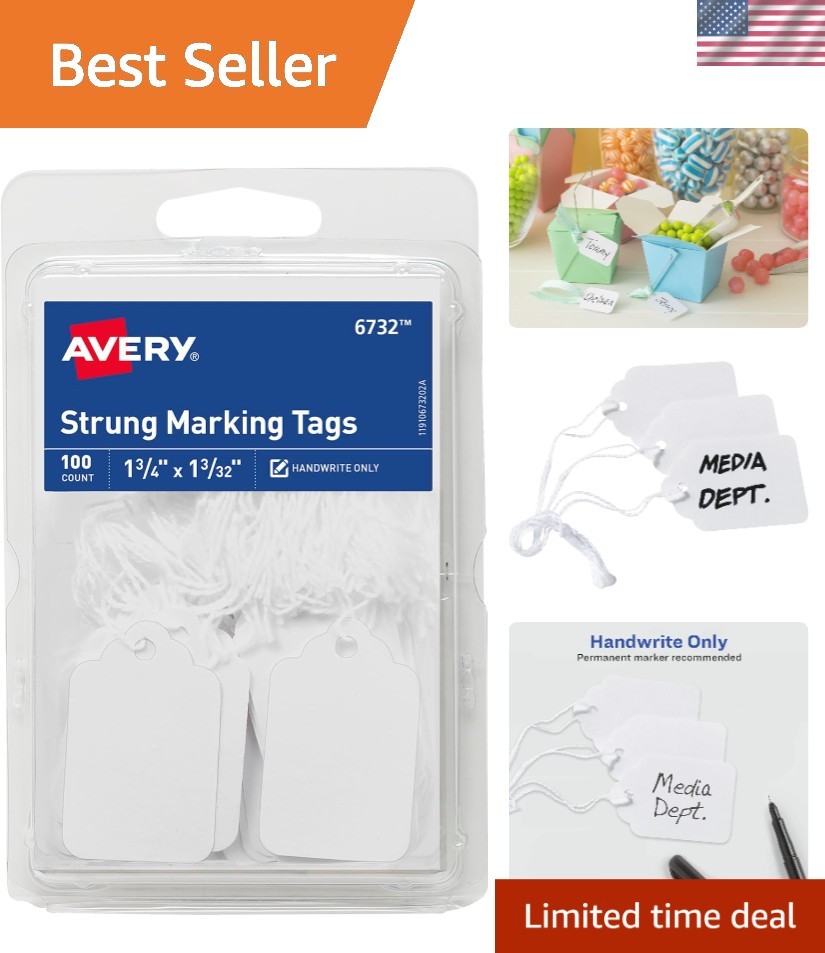 Avery Strung Marking Tags with String Attached, Gift Tags – Pack of 100