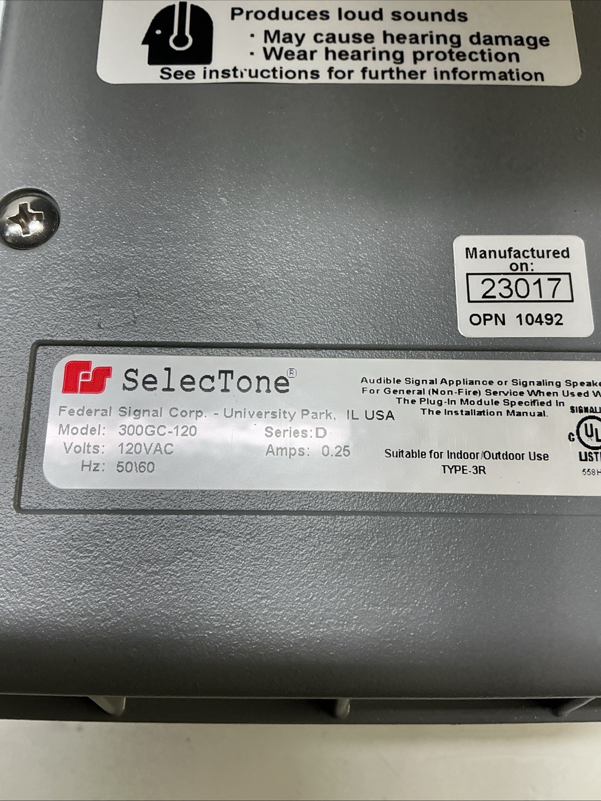 SelecTone 300GC-120 Fedral Signal Horn Ser D AA-689S