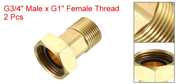 2Pcs Brass Water Meter Pipe Fittings G3/4″ Male x G1″ Female Thread