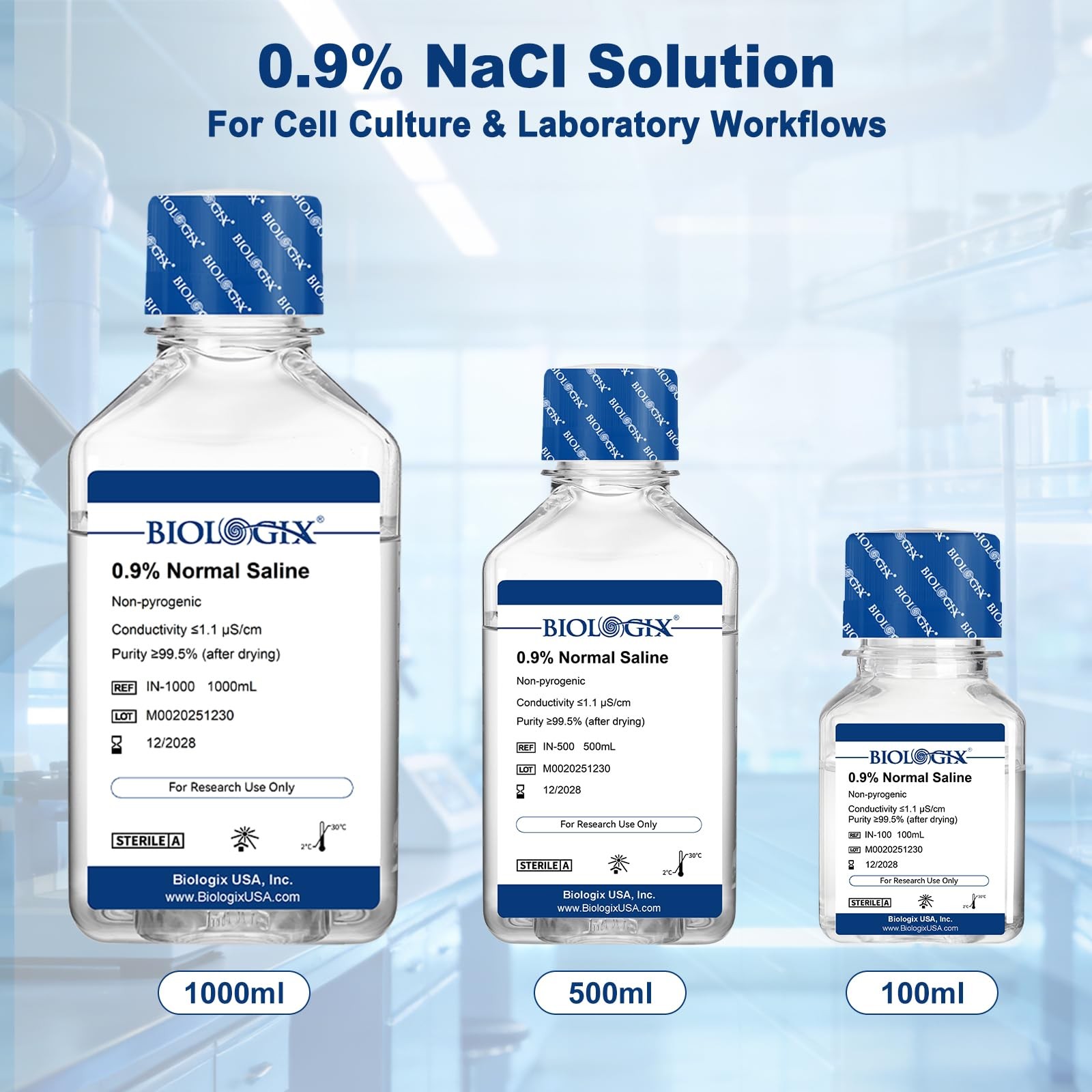 CryoKing 0.9% Normal Saline Solution, Sterile Sodium Chloride, 100mL