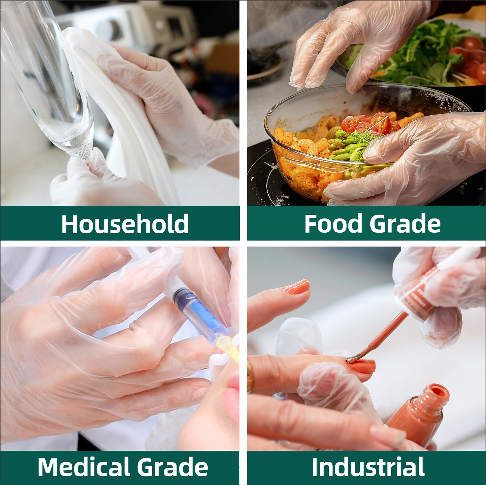 Supmedic Vinyl Disposable Exam Gloves, Clear 4 Mil Large, 100 Large (Clear)