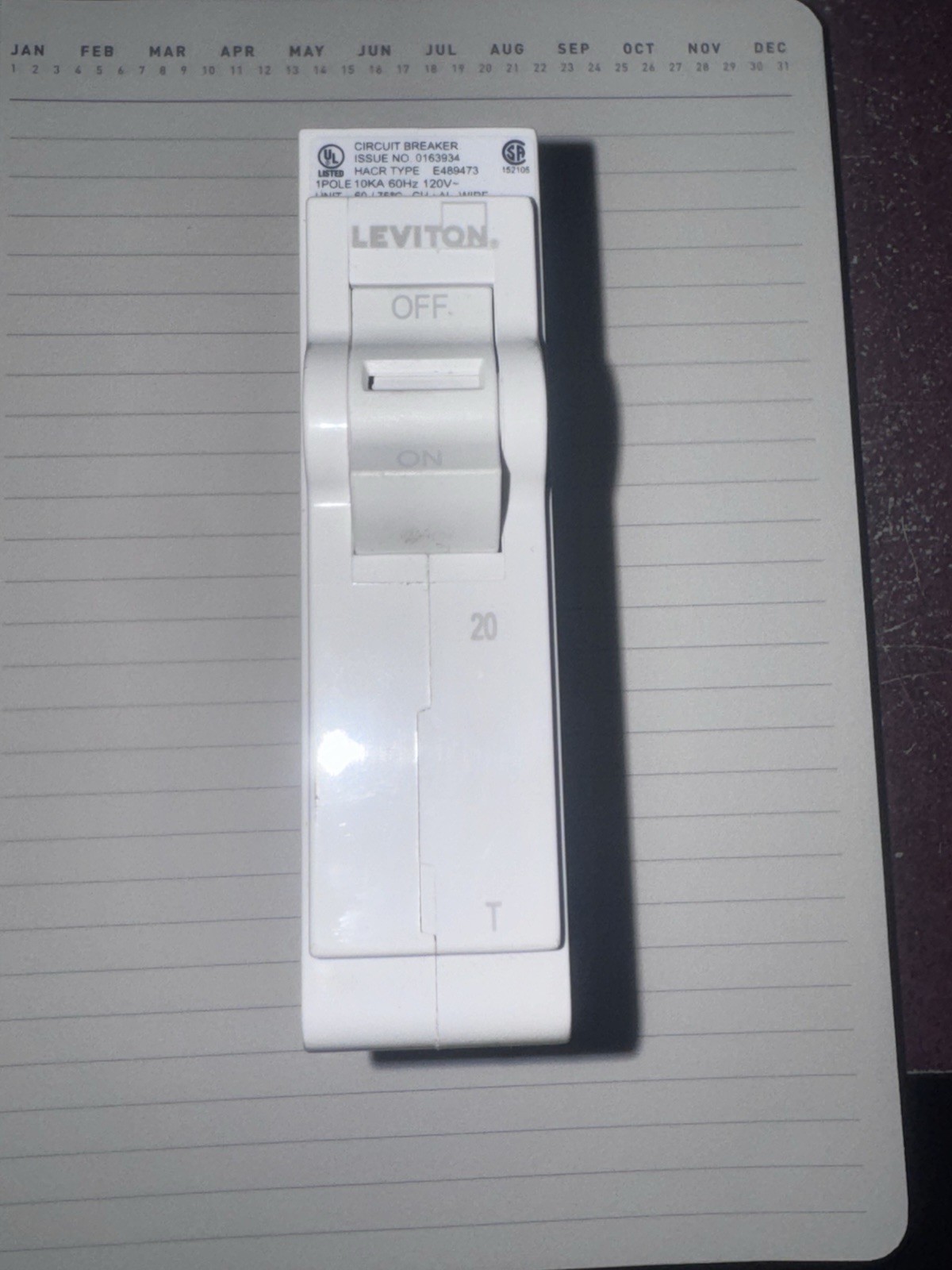 Leviton LB120-T 20A 1-Pole Plug-On Standard Branch 20-Amp, White