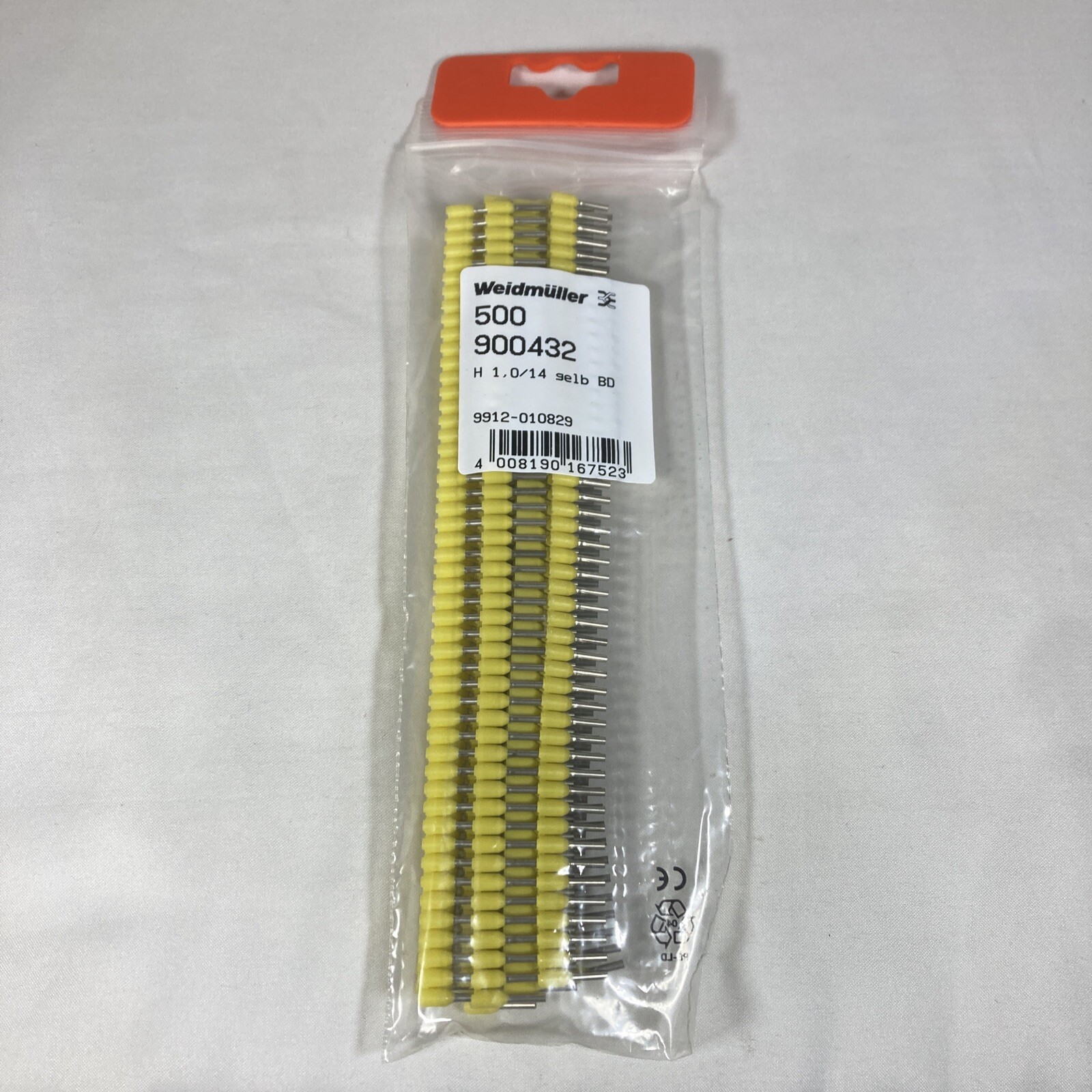 Lot 500pcs Weidmuller Wire Ferrules 17AWG H1,0/14 gelb BD, 8mm, Yellow – New