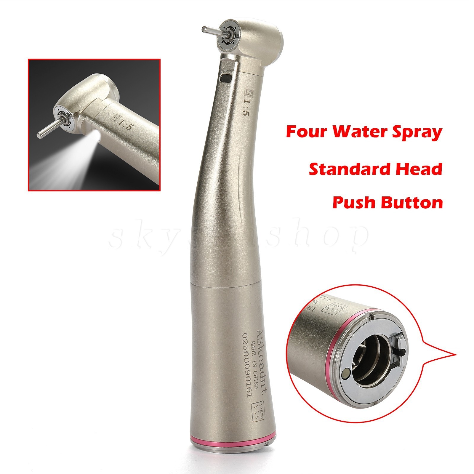 Dental 1:5 LED Fiber Optic Electric Handpiece Contra Angle / Cartridge Turbine