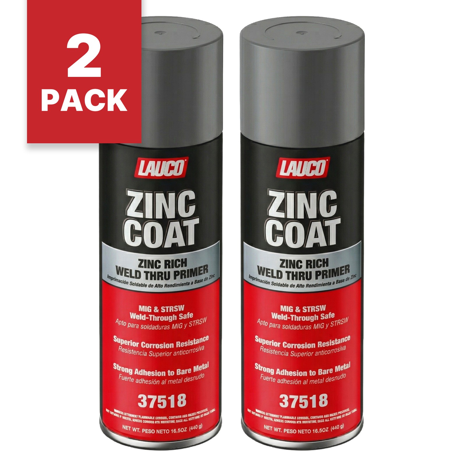 LAUCO Zinc Coat Weld-Thru Primer 15.5 oz, Pack of 2, Zinc Rich Spray for Welding