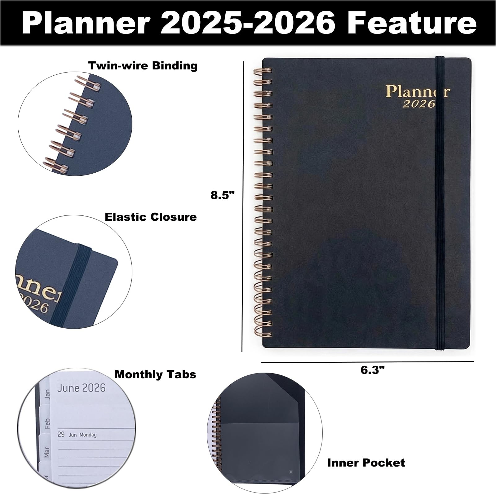 Daily Planner 2026,Jan 2026-Dec 2026,Weekly & Monthly Planner,Calendar Planne…