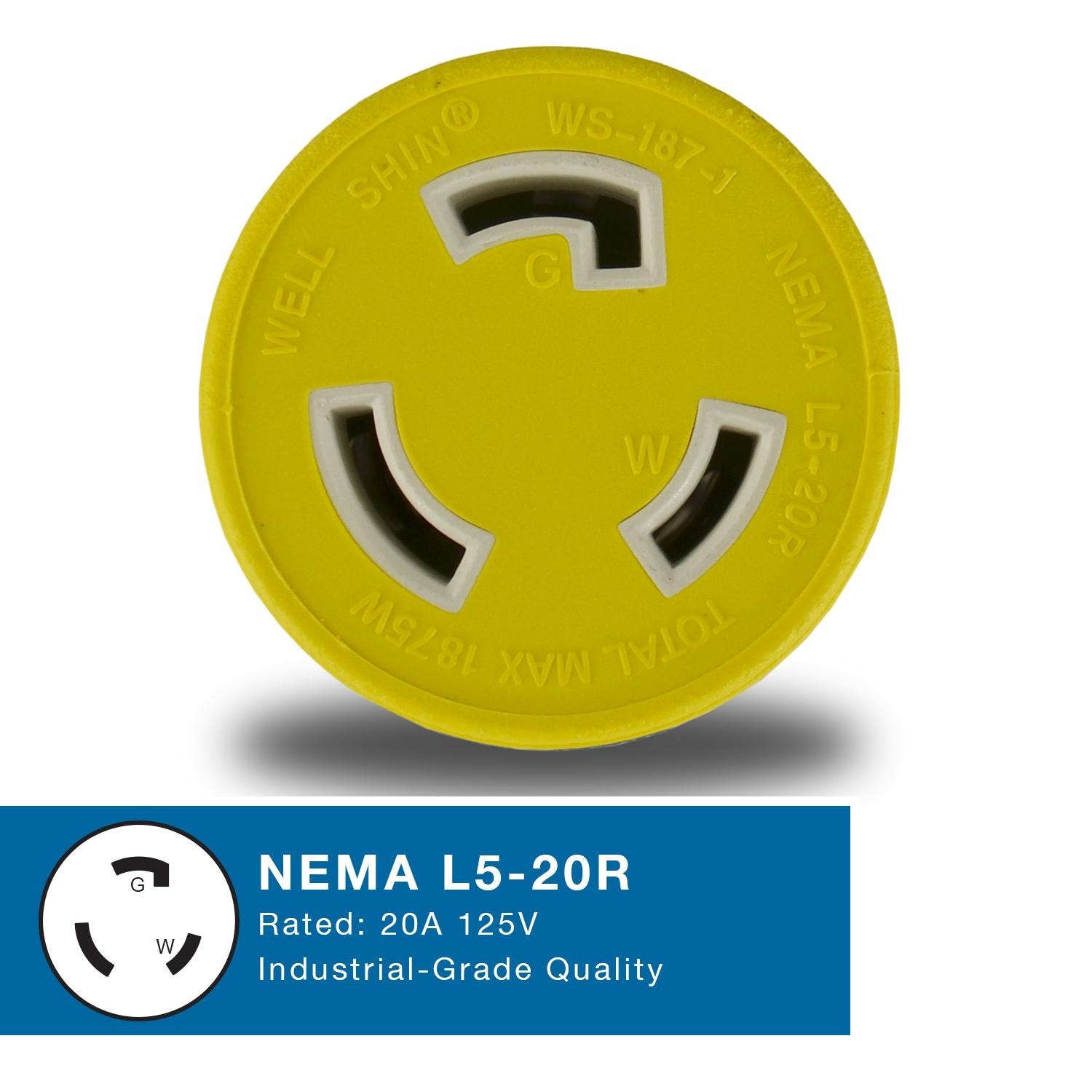 Conntek 30221-YW Plug Adapter NEMA 5-15P to L5-20R