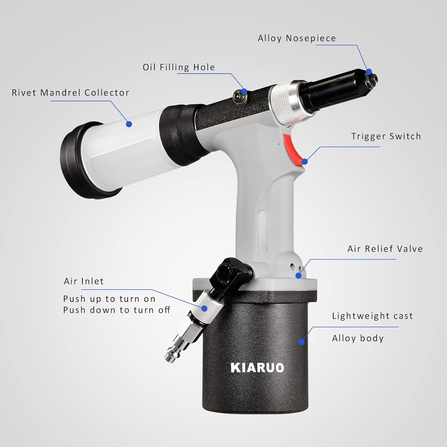 Pneumatic Rivet Gun S30 Self-Suction Air Rivet Gun 3/16″ 5/32″ 1/8″ 3/32″ Hydrau