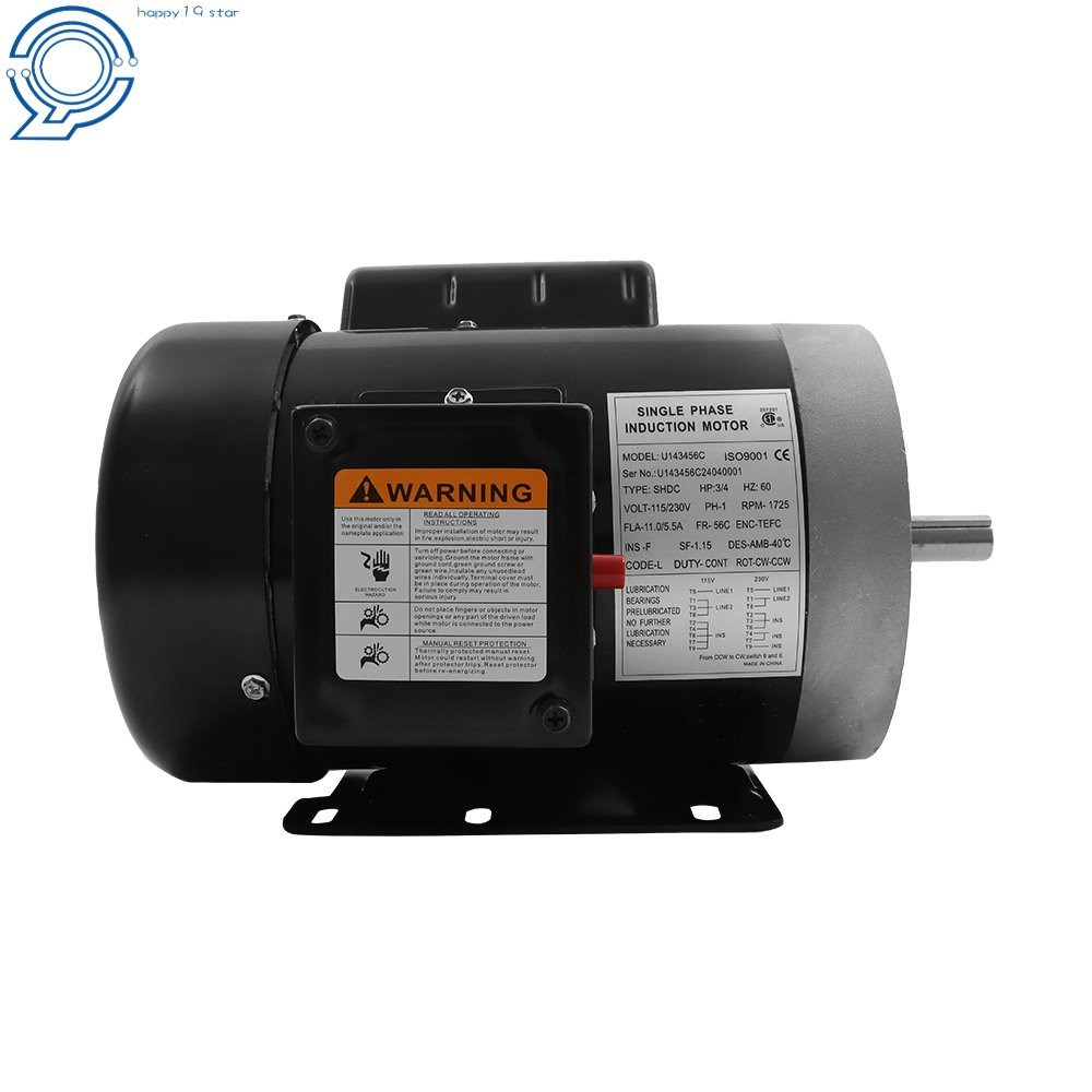 115V/230V 3/4 HP Electric Motor Single Phase 1725 rpm 5/8» shaft 56C Frame