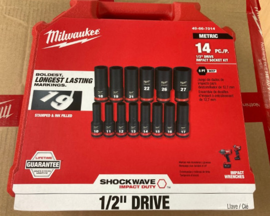 Milwaukee 49-66-7014 SHOCKWAVE 1/2 Long Impact Socket Set (14PC)