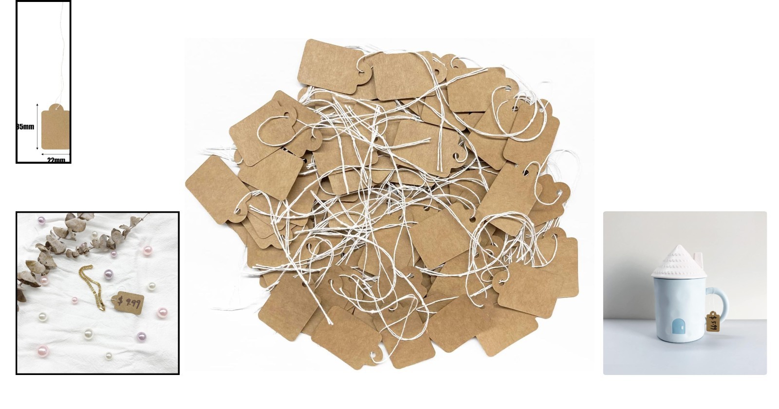 200 Pcs Rustic Kraft Price Tags with String – Writable Mini Labels 1.38″ x 0.87″
