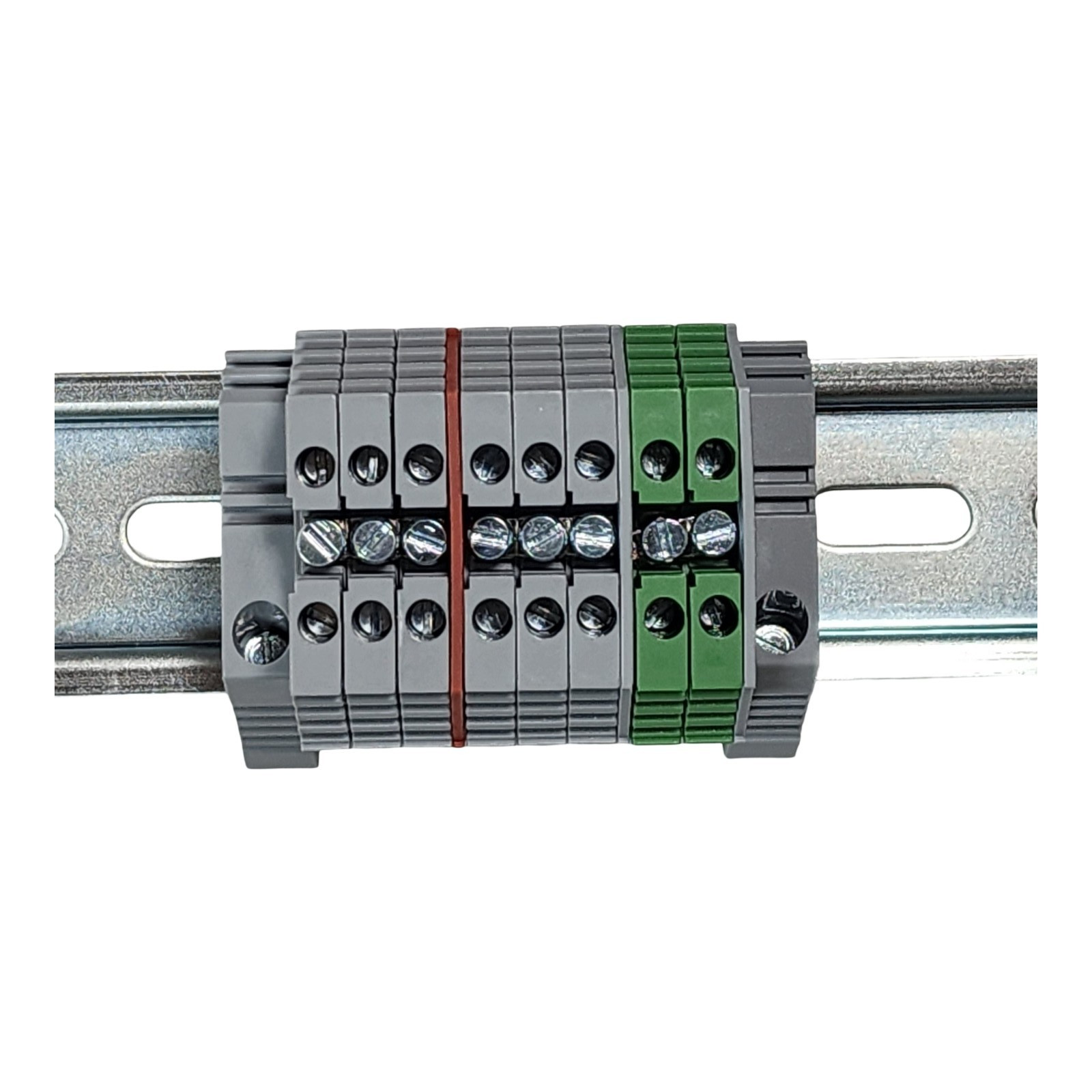 DIN Rail Power Distribution Terminal Block Kit 8-Pole 12-26 AWG 120V AC 20A CNC