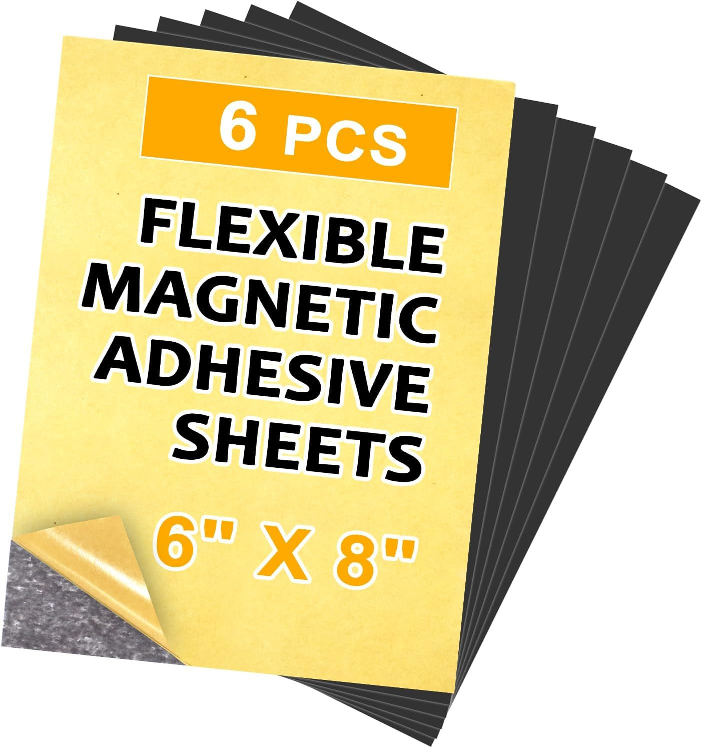 Magnetic Sheet with Adhesive Backing 6 X 8, 6 Pack | Magnet Paper Sheets for Cla