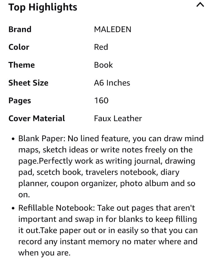 Maleden Timeless Refillable Leather Journal Traveler Notebook Sketchbook
