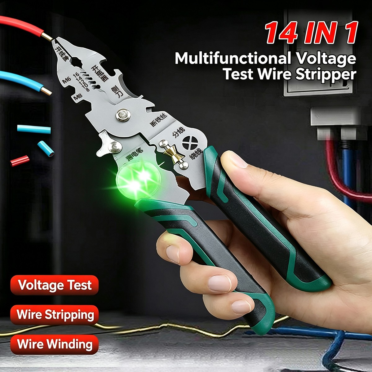 14 In 1 Wire Stripper Wire Stripping Tool with Voltage Tester Cable Cutters